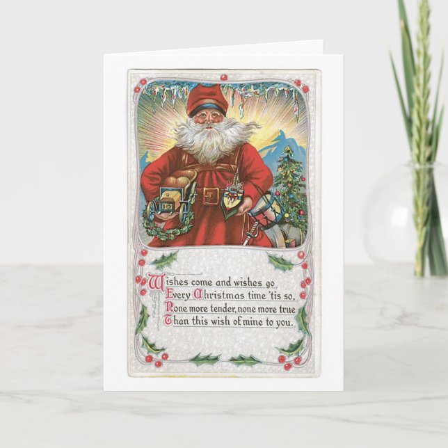 Old-fashioned Christmas, Santa Holiday Card (Front)