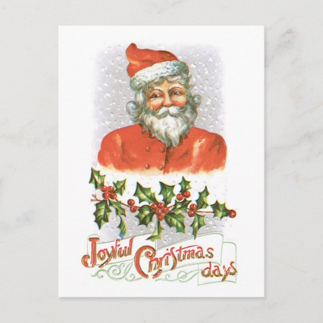 Old-fashioned Christmas, Santa Holiday Postcard (Front)