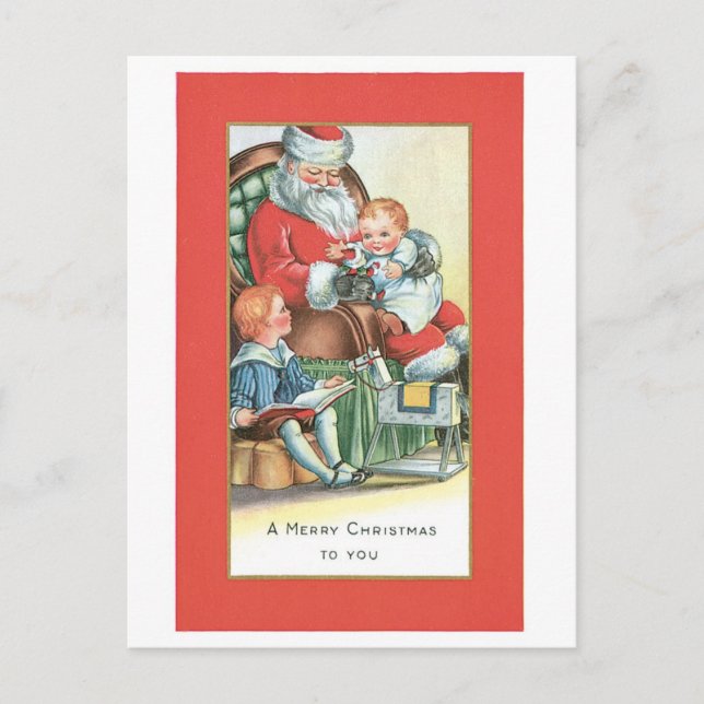 Old-fashioned Christmas, Santa Holiday Postcard (Front)