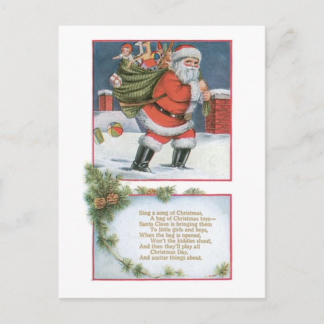 Old-fashioned Christmas, Santa Holiday Postcard (Front)