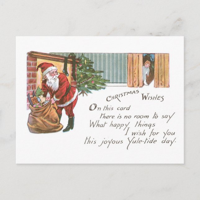 Old-fashioned Christmas, Santa Holiday Postcard (Front)