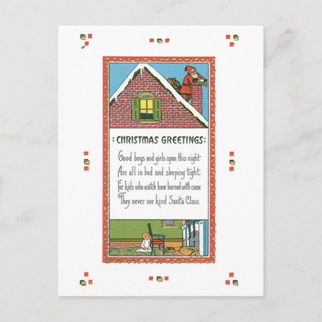 Old-fashioned Christmas, Santa Holiday Postcard (Front)