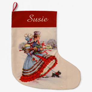 Old-Fashioned Christmas Shopping Large Christmas Stocking
