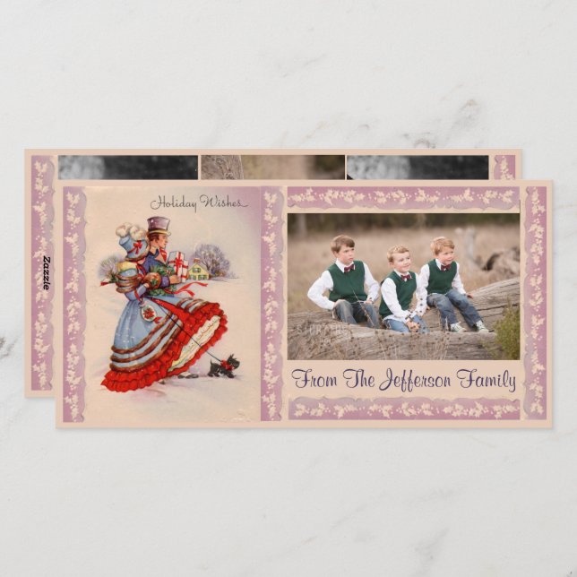 Old Fashioned Christmas Shopping Photo Card (Front/Back)
