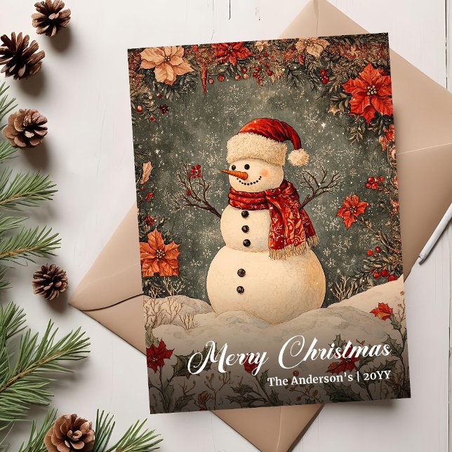 Old Fashioned Christmas Snowman Greeting Template (Old Fashioned Christmas Snowman Greeting Template)