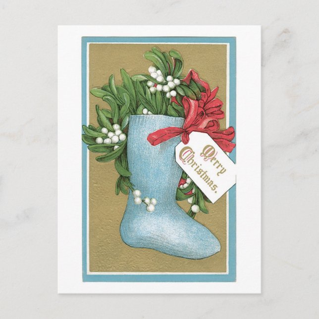 Old-fashioned Christmas, Socks Holiday Postcard (Front)