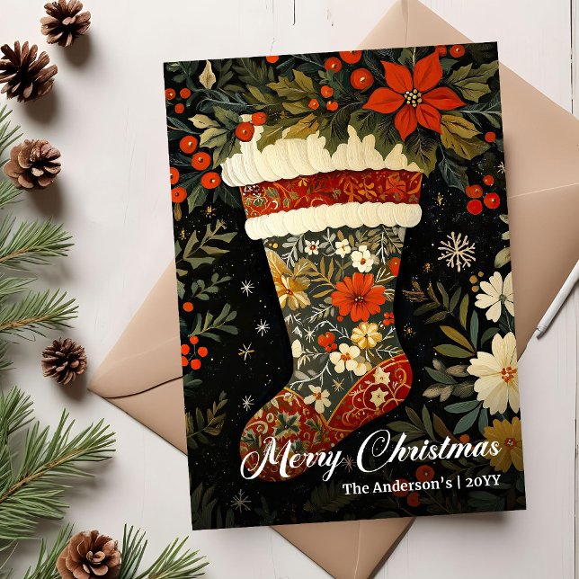 Old Fashioned Christmas Stocking Printable Holiday Card (Old Fashioned Christmas Stocking Printable Holiday Card)