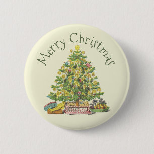 Old Fashioned Christmas Tree Button