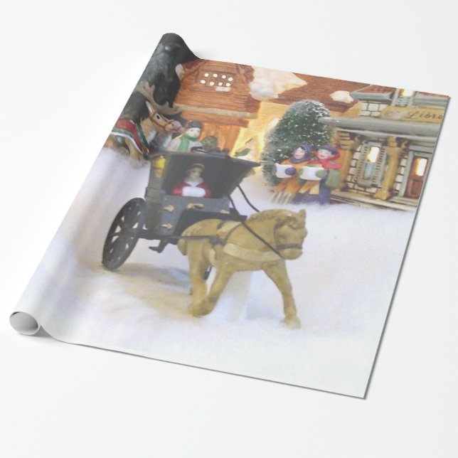"OLD FASHIONED CHRISTMAS VILLAGE" WRAPPING PAPER (Unrolled)