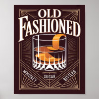 Old Fashioned Cocktail Art Deco Vintage Bar