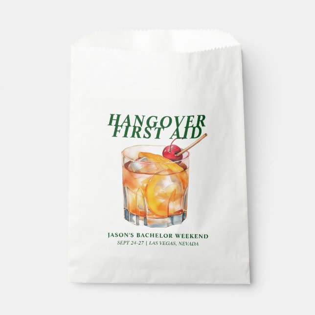 Old Fashioned Cocktail Bachelor Hangover Kit Favour Bags (Front)