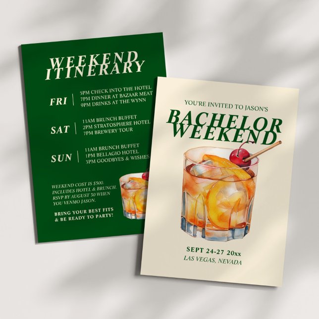Old Fashioned Cocktail Bachelor Weekend Invitation (Creator Uploaded)