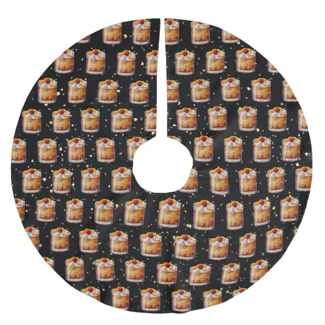 Old Fashioned Cocktail Brushed Polyester Tree Skirt (Front)