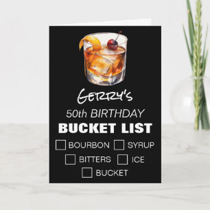 Old Fashioned Cocktail Funny Bucket List, Birthday Card