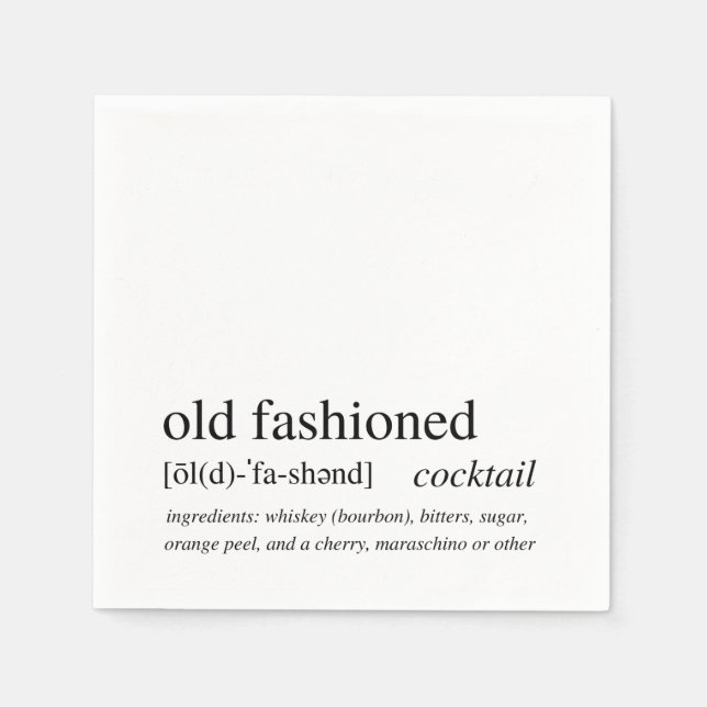 Old Fashioned Cocktail Modern Black Typography Napkin (Front)