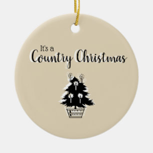 Old Fashioned Country Christmas Tree Beige Ceramic Tree Decoration