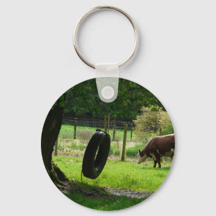 Old Fashioned Country Tire Swing Key Ring