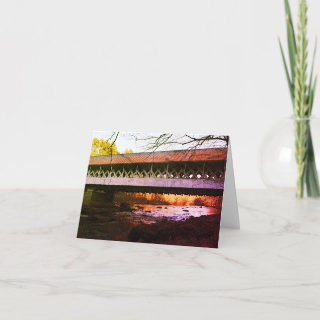 Old-Fashioned Covered Bridge Note Card (Front)