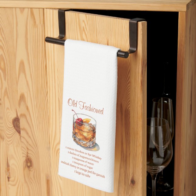 Old Fashioned Drink Recipe Tea Towel (Thirds Fold)