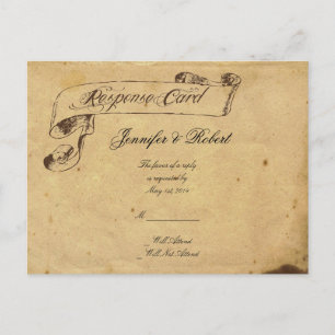 Old Fashioned Elegance Parchment Quill RSVP Invitation Postcard