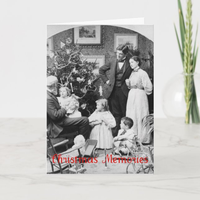 Old Fashioned Family Christmas Greeting Card (Front)