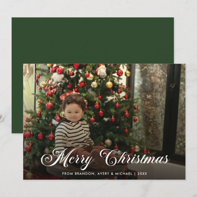 Old Fashioned Family One Photo Simple Christmas Holiday Card (Front/Back)