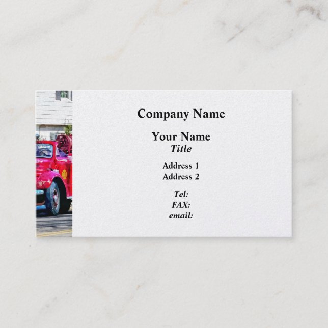 Old Fashioned Fire Truck Business Card (Front)