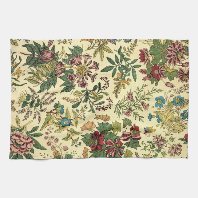 Old Fashioned Floral Abundance Tea Towel (Horizontal)
