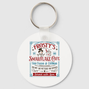 Old Fashioned Frosty's Snowflake Cafe Coffee Lover Key Ring