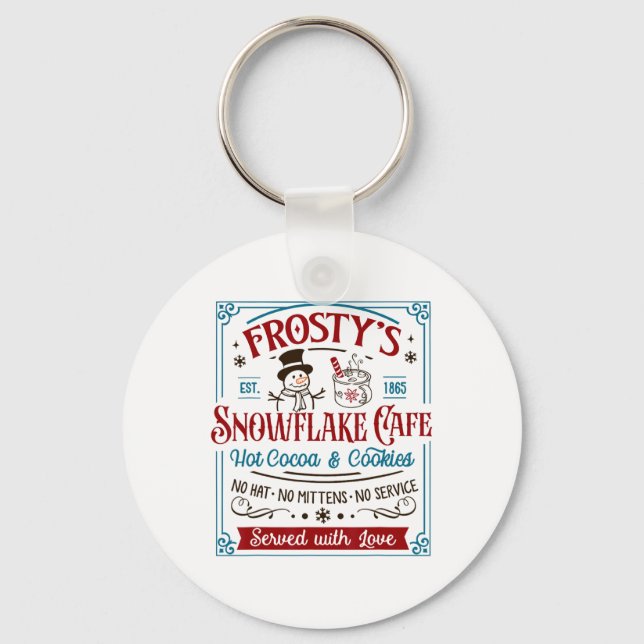 Old Fashioned Frosty's Snowflake Cafe Coffee Lover Key Ring (Front)