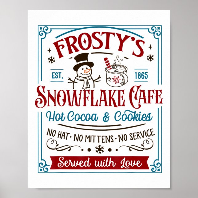 Old Fashioned Frosty's Snowflake Cafe Coffee Lover Poster (Front)