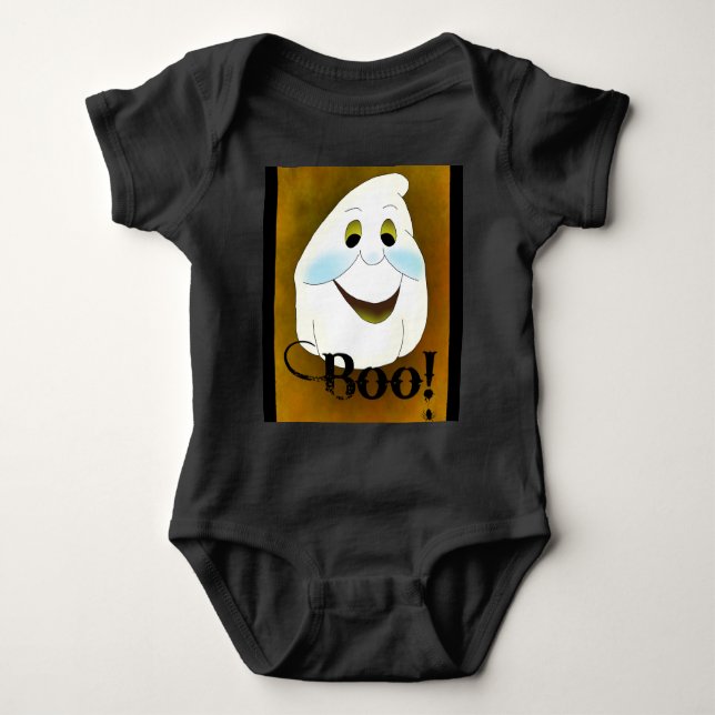 Old Fashioned Ghost Head Boo Baby Bodysuit (Front)