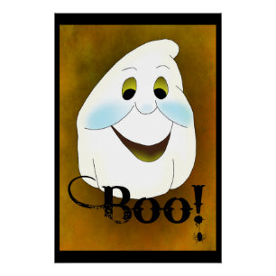 Old Fashioned Ghost Head Boo Poster