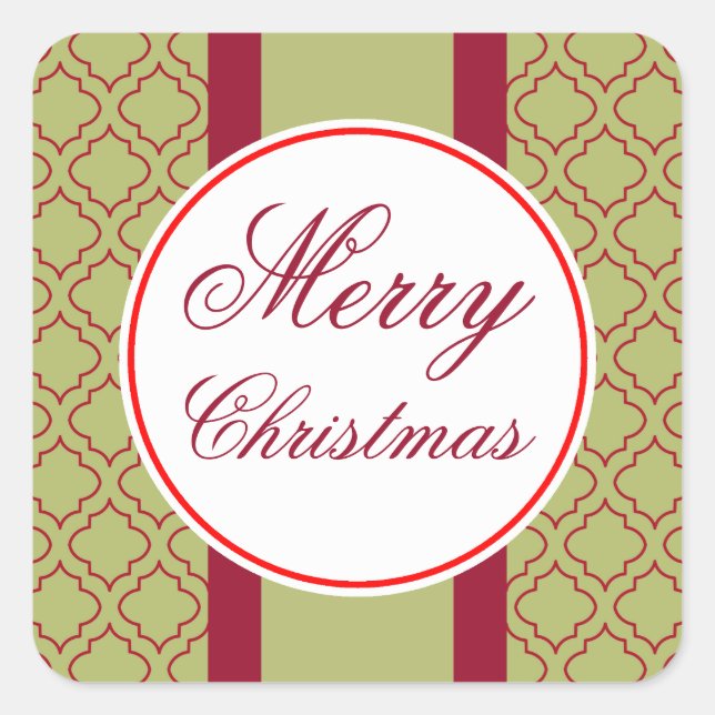 Old Fashioned Green Merry Christmas Stickers (Front)