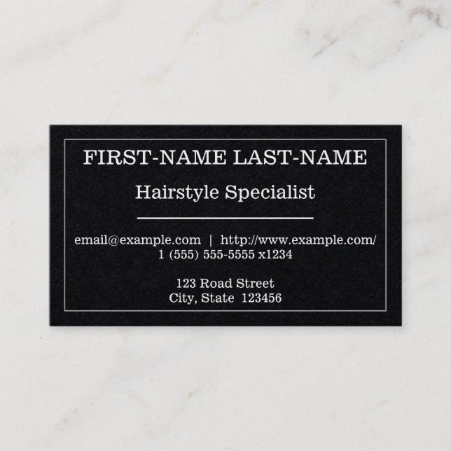Old Fashioned Hairstyle Specialist Business Card (Front)