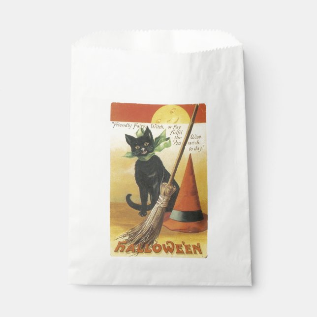 Old-fashioned Halloween, Black cat Favour Bags (Front)