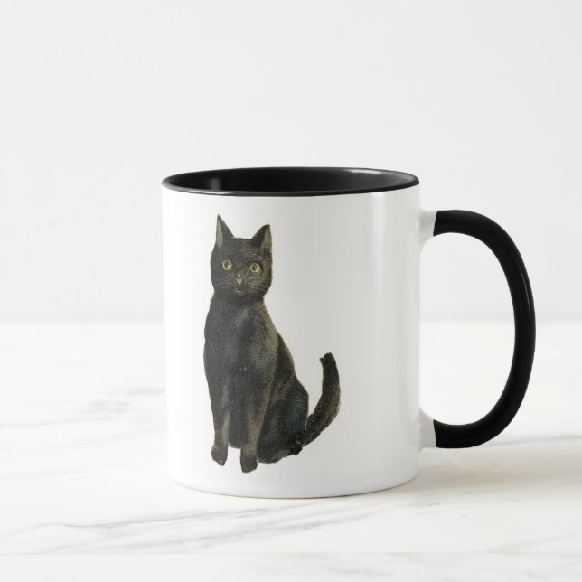Old Fashioned Halloween Black Cat Mug (Right)