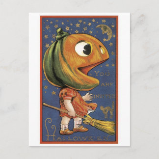 Old-fashioned Halloween, Pumpkin girl Postcard
