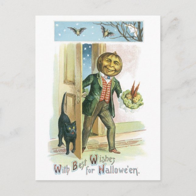 Old-fashioned Halloween, Pumpkin man Postcard (Front)