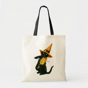 Old-fashioned Halloween, Witch cat playing Violin Tote Bag