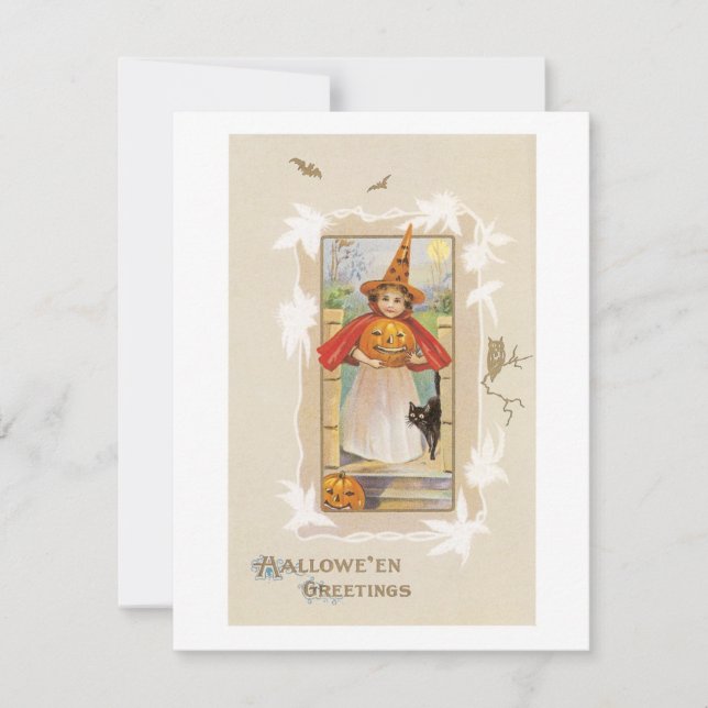 Old-fashioned Halloween, Witch girl Invitation (Front)