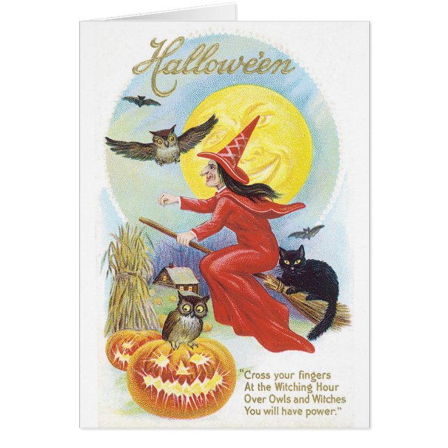 Old-fashioned Halloween, Witch & Owl (Front)