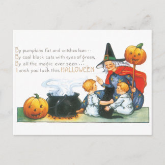 Old-fashioned Halloween, Witch Postcard