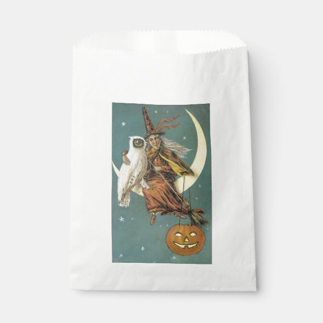 Old-fashioned Halloween, Witch with Owl Favour Bags (Front)
