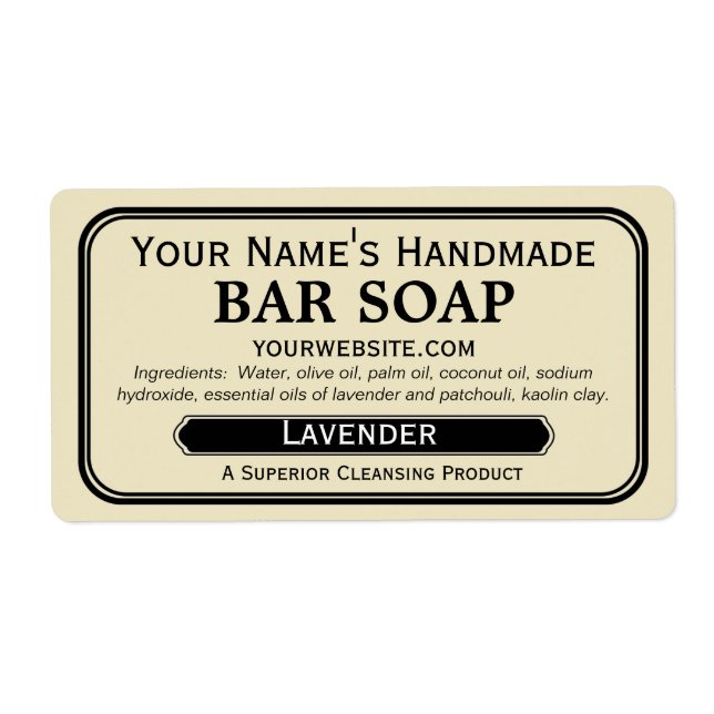 Old Fashioned Handmade Soap Labels for Soapmaking (Front)