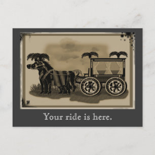 old fashioned hearse postcard