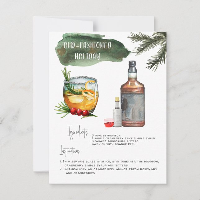 Old-Fashioned | Holiday Cocktail Recipe Card (Front)