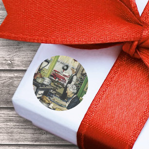 Old Fashioned Home Kitchen Christmas Classic Round Sticker