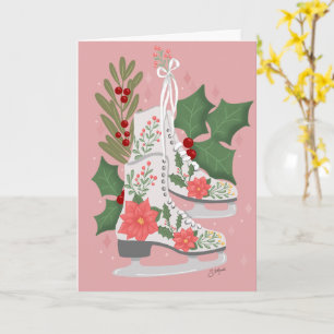 Old Fashioned Ice Skates Illustration Card
