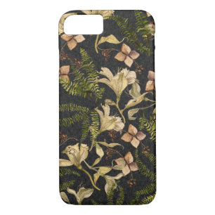 old-fashioned lily floral pattern on black Case-Mate iPhone case